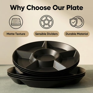 Plateaux de service empilables en plastique noir incassables à <span class=keywords><strong>5</strong></span> <span class=keywords><strong>compartiments</strong></span> pour fruits, réutilisables pour les fêtes - Product Image 4