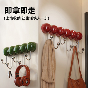 Happy Thoughts Vintage Style Wall Hooks Red Round Suction Cup Self Adhesive No Drilling Entryway Bedroom Living Room - Product Image 3
