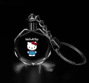 Customised Lettering logo Crystal Hello Kitty Luminous Key Chain Birthday New Year Christmas Gift