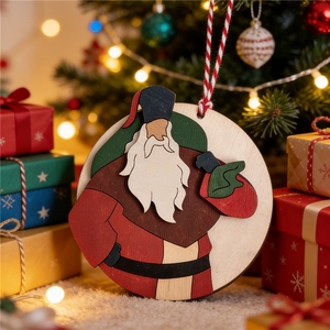 Ornement <span class=keywords><strong>de</strong></span> Noël en <span class=keywords><strong>bois</strong></span> 3D fait main, Père Noël St. Niklaus, gravure <span class=keywords><strong>scandinave</strong></span> nordique, décoration <span class=keywords><strong>de</strong></span> fêtes, découpe laser, fabrication en usine - Product Image 6