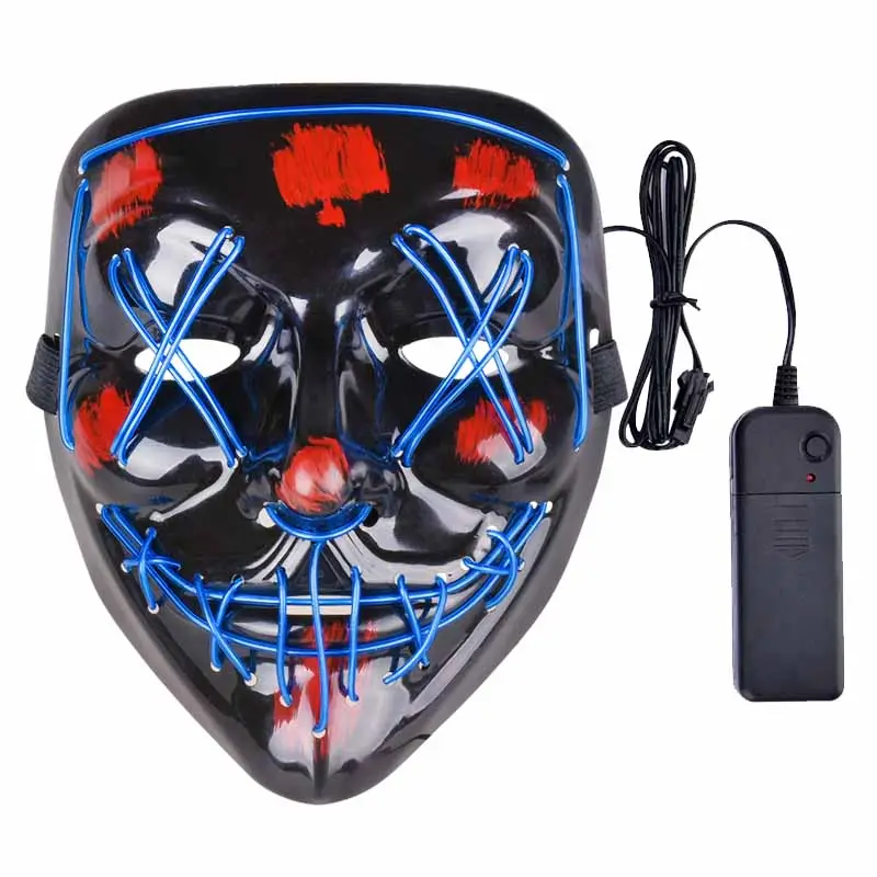 Halloween Neon Led Masker Party Kostuum Purge Maskers Eng Horror Masker Cosplay Kostuum El Dj Party Licht Mascara Glow