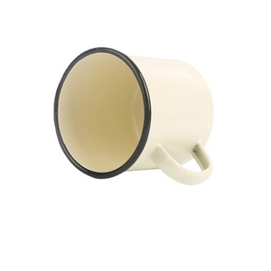 Classic Enamel Mug Light Yellow 320ml Thickened Rolled Edge Coffee <b>Tea</b> <b>Set</b> Household Breakfast Use - Product Image 1