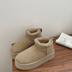 Nouvelles bottes de neige décontractées en peau de mouton, style rétro, basses, avec semelle épaisse de 5 cm, doublure polaire chaude et rembourrées, collection Hiver 2026 - Product Image 6