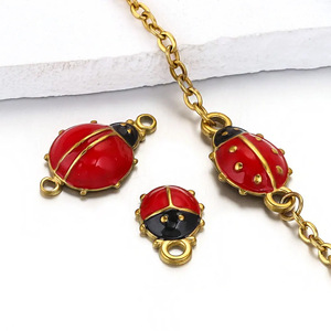 Acero inoxidable siete-manchado mariquita <span class=keywords><strong>Coccinella</strong></span> <span class=keywords><strong>septempunctata</strong></span> colgante DIY collar, pendientes insectos encantos - Product Image 4