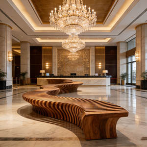 Chaise et tabouret en fibre de verre en forme de L pour salle d'attente de centre commercial, design moderne extérieur, anti-corrosion, écologique, confortable, usage commercial - Product Image 1