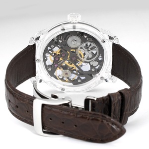 Montre mécanique squelette haut de gamme avec boîtier entièrement en cristal de saphir, mouvement Hangzhou, bracelet en fluororubber, étanche 3ATM - Product Image 6