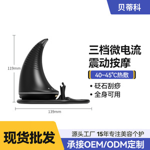 Facial Massager EMS Microcurrent Vibration <b>Heating</b> Bian Stone Infusion Home Use Black 119mm Height 139mm Length - Product Image 4