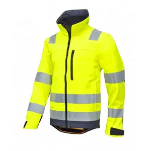 Atacado Personalizar Oi Vis Men's Soft Shell Jacket Resistente À Água Workwear Safety Jacket Trabalho Wear Jacket