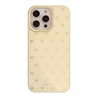 Coeurs dorés dorés coque de téléphone pour Iphone16 16pm 16pro 16plus 15 15pm 15pro 15plus 14pm 14pro 14 13 13pm 13pro 12 coque en verre