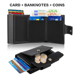 Aluminum <strong>Credit</strong> <strong>Card</strong> Black Wallet Rfid Blocking Trifold Alloy Business Casual Coin Purse Leather <strong>Metal</strong> <strong>Card</strong> <strong>Holder</strong> - Product Image 4