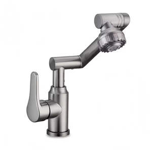 Robinet de lavabo mural en acier inoxydable HLK, eau chaude et froide, robinet à bras oscillant pour lavabo de salle de bain, céramique pour chambre à coucher - Product Image 3