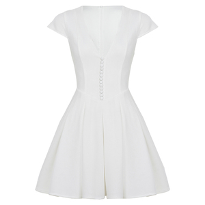 Elegante Vestido Casual Chic para Mujer con Cuello en V, Manga con Volantes, Color Sólido, Corte en A, Cintura Natural y Estampado Digital Sofisticado - Product Image 6