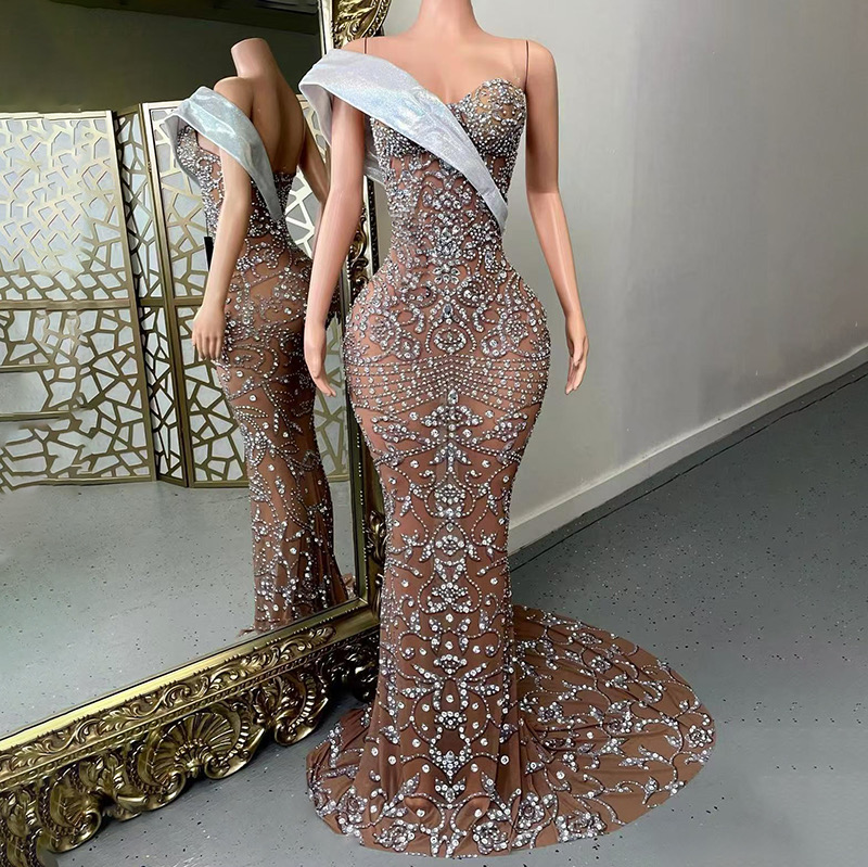 jennie formal rhinestone long dress Althea Formal Sequin V-Neck Mermaid Dress