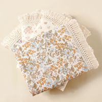 Couverture Bébé en Mousseline de Coton à Imprimé Floral Vintage, Bordure à Franges, Double Gaze, Douce, pour Nouveau-né