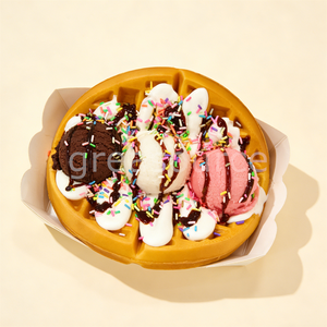 ไอศกรีมวาฟเฟิลกรอบนุ่มแบบเป็นมิตรต่อสิ่งแวดล้อม รสหวานมะม่วง เจลาโต้สตรอว์เบอร์รี ครีม ของหวานจำลองสำหรับจัดแสดง - Product Image 5