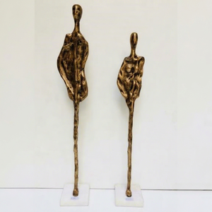 Jaffs Exports Contemporary Gold Aluminium <b>Figurative</b> Sculptures Handmade Artistic Eco-Friendly Durable Tabletop Decor 2Pcs - Product Image 1