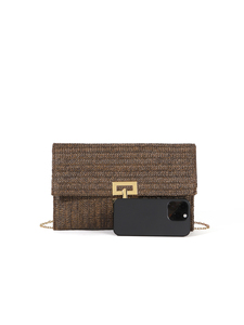 Bell Luxury Straw Woven <b>Envelope</b> Clutch Bag for Casual Vacation Style Crossbody Women Brown Wholesale Beach 5A Designer Bags - Product Image 5