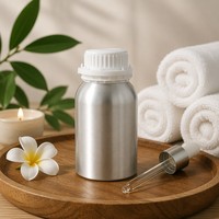 Bouteille cosmétique en aluminium brillant de 350 ml avec bouchon blanc inviolable à large ouverture, facile à remplir