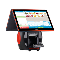 Terminal Punto de Venta al por Mayor, Pantalla Táctil Capacitiva Dual de 15 Pulgadas/15.6 Pulgadas, Caja Registradora con Impresora y Escáner, Sistema POS Todo en Uno