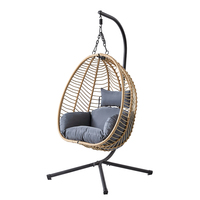 Fauteuil Suspendu Hamac en Rotin pour Extérieur, Ensemble de Meubles de Jardin avec Support