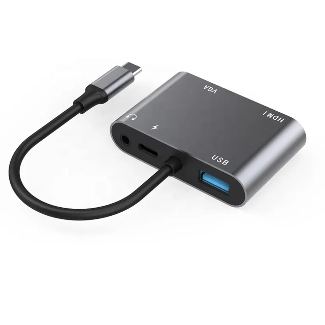 5 in 1 USB 3.0 C Dock to 4K HDTV VGA Hub with Audio PD Charging for MacBook Pro & Nintendo Switch-in Stock