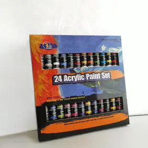 New 24color 12ml Fluorescent Rich Pigments Non-Toxic Art Craft Acrylic Paint Set For Canvas Painting