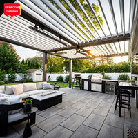 Elektrikli Su Geçirmez Alüminyum Pergola Çardağı Panjurlu Açık Hava Motorlu Biyoklimatik Alüminyum Bahçe Kamelyası