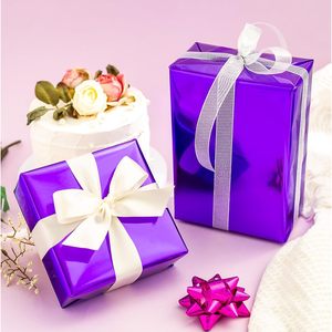 Merture Purple Metallic <b>Wrapping</b> <b>Paper</b> Roll 17 In X 32.8 Ft With Cutting Lines For Anniversary Birthday - Product Image 4