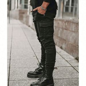Pantalones vaqueros de mezclilla para hombre, nuevos, al por mayor, de corte ajustado, informales, con cremallera, largos, para otoño, con estampado medio claro, J0186 - Product Image 4
