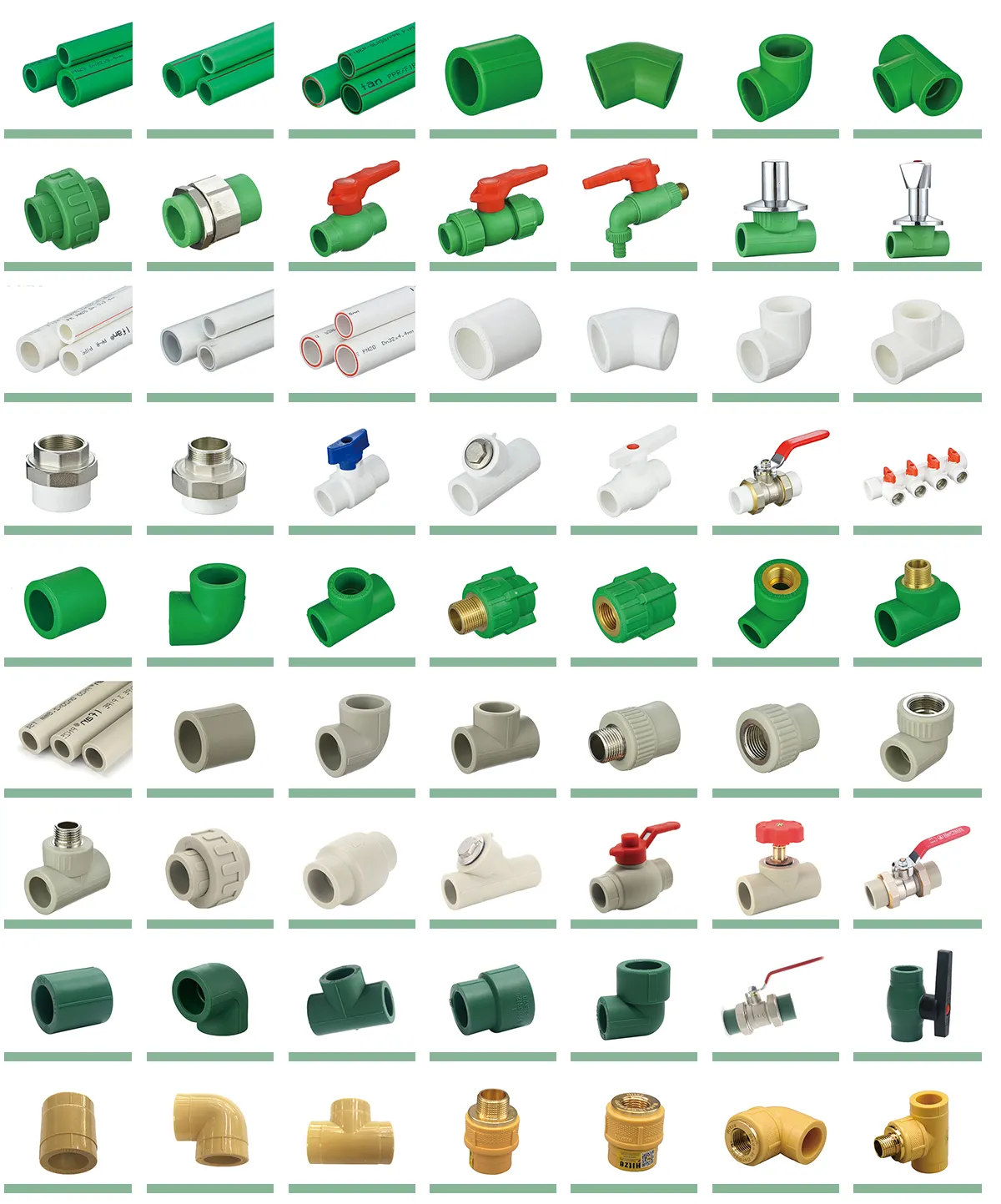 Material de encanamento PPR para encanamento IFAN OEM ODM, cor PN25, rosca de latão plástica 20-110mm, acessórios para tubos de cotovelo