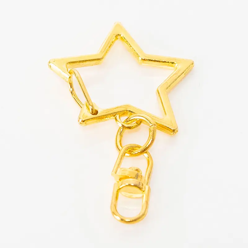 Galvanik aus Zink legierung Gold Pentagonal Star Key chain Hängender 8-stelliger Spann schloss Metalls chl üssel ring