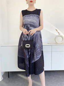Vestido Midi Largo sin Mangas para Mujer, Elegante y de Alta Gama, 2025, Ecológico, Lavable, Tejido Floral, Plisado, con Cintura Natural - Product Image 5