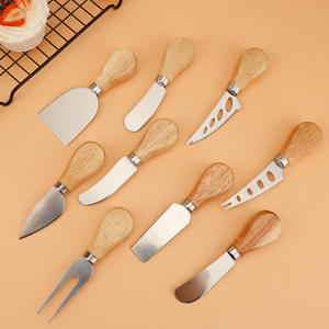 Juego de <span class=keywords><strong>Mini</strong></span> cuchillos de queso de acero inoxidable con mango de madera de primera calidad para tabla de charcutería, cuchillo de queso exquisito, tenedor cortador de queso - Product Image 2