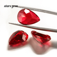 Starsgem Pierre précieuse synthétique en forme de poire, rubis de laboratoire cultivé, pierre en vrac