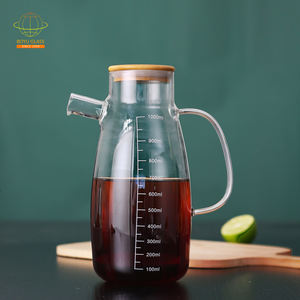 Pot d'huile en verre à haute teneur en borosilicate étanche avec poignée et couvercle en bambou <span class=keywords><strong>pour</strong></span> ustensiles de cuisine avec échelle de capacité - Product Image 3