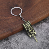 Llavero 3D de aleación de zinc con forma de tanque, logotipo personalizado, colgante retro de metal para regalos masculinos y souvenirs promocionales