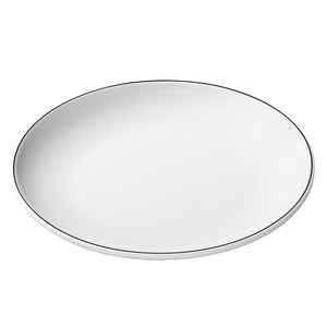 White Melamine Round <b>Plate</b> With <b>Black</b> Line Edge For Snacks Cold Dishes Party Hotel Use - Product Image 1