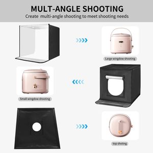 Boîte à lumière pliable pour studio photo avec anneau lumineux LED, tente de prise de vue, 5 fonds <span class=keywords><strong>en</strong></span> PVC pour photographie, bijoux, cosmétiques, boîte à lumière douce - Product Image 3