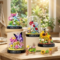 Lot de 4 blocs de construction insectes : Libellule, Coccinelle, Papillon, Abeille – Modèle en briques « Forever Love » – Décoration DIY, Cadeau