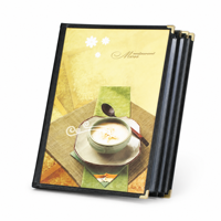 Menu en cuir PU A4 6 pages avec couverture plate Yimi-091502, élégant dossier pour restaurant et boissons, fournitures hôtelières