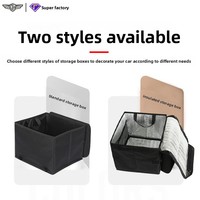 Boîte de rangement pour voiture et support lombaire tout-en-un, bac de rangement pliable universel en tissu Oxford pour sièges