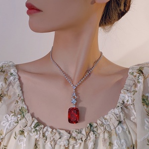 Wholesale Polished Eco-friendly <b>Copper</b> Hypoallergenic Jewelry Simulation Multi Color Gemstone Necklace for Women Banquet & Gift - Product Image 5