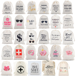 Kit de récupération après gueule de fête pour enterrement de vie de jeune fille, mariage, demoiselle d'honneur, avec sac en coton à cordon de serrage, « Je n'ai <span class=keywords><strong>rien</strong></span> à regretter » - Product Image 6