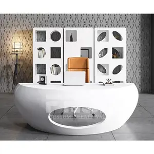 Custom Design Furniture Semi Circle Office Table Modern Luxury White Wooden Executive Manager Office Desk