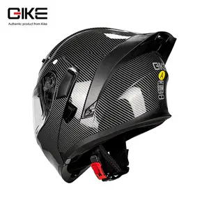 Qike Patrón de fibra de carbono Ala trasera Cara abierta 3C Cascos de cara completa para hombres y mujeres Tamaño grande Nuevo ABS Motocicleta Ciclismo - Product Image 4