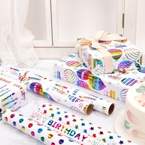 Personalized Branded Logo Custom 80g Luxury Gift Foil Stamping Birthday Wrap <b>Paper</b> <b>Roll</b> for Packaging <b>Wrapping</b> <b>Paper</b> - Product Image 4