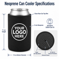 Porte-canettes isotherme en néoprène personnalisé avec logo, 12oz 16oz, pour canettes de bière, sublimation, pliable, portable, pour boissons froides