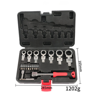 Juego de 8/9/20 piezas de Llave de trinquete de cabeza móvil desmontable, herramienta de llave de engranaje semiautomática para reparación de vehículos - Product Image 1