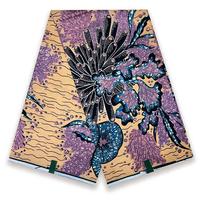Kain Katun Batik Nigeria Afrika Motif Glitter Emas untuk Gaun dan Kemeja