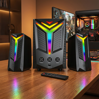 Enceintes de jeu LED RGB 2.0 canaux avec télécommande - Audio de bureau pour ordinateur à basses profondes pour les joueurs de PC, cinéma maison, vente en gros